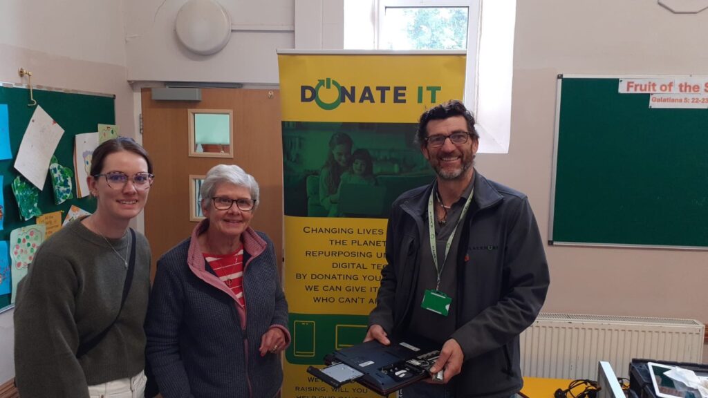 Simon with two customers who have donated to our Donate IT Tech Amnesty in Peasedown in September