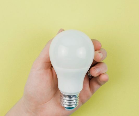 a hand holding a lightbulb